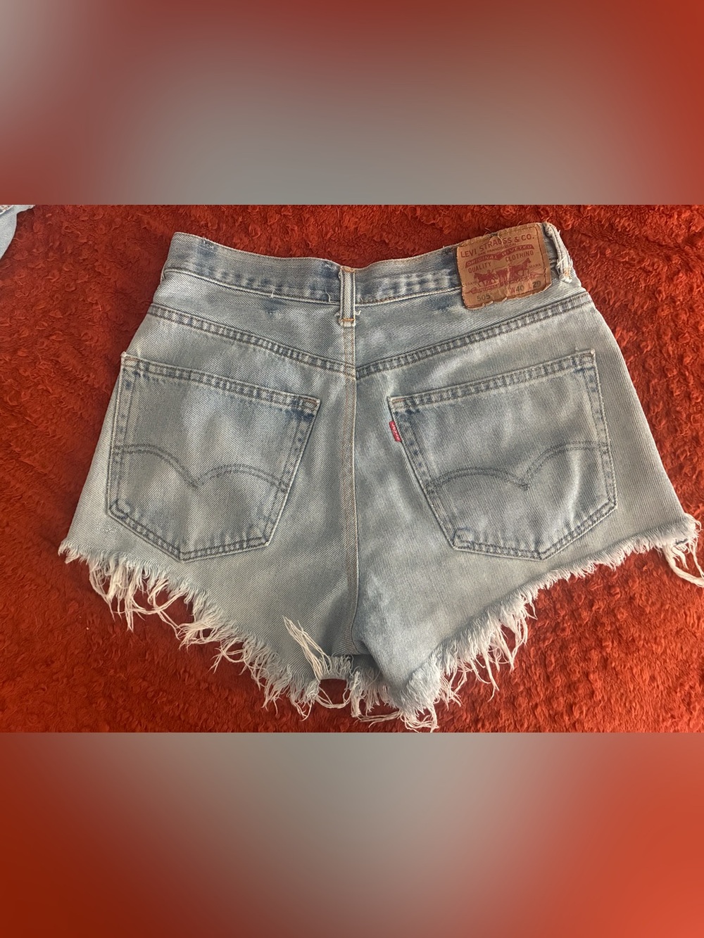 Levi's 501 Light Wash High-Rise Frayed Denim Shorts - Light Blue